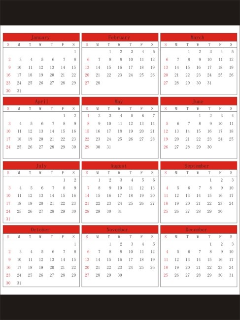 2011年矢量年历表图片