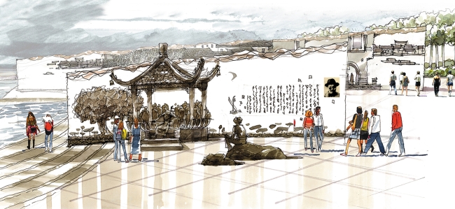 简单的建筑物欧式钢笔画