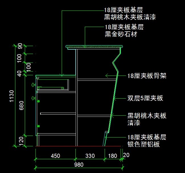 吧台平面图 -酒店宾馆cad施工图-cad图库