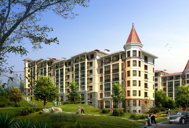 欧式居住小区建筑效果图