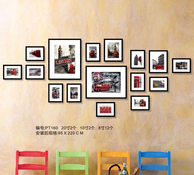复古黑白欧式建筑照片墙