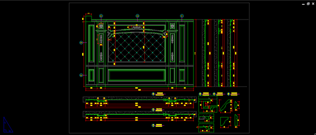 【dwg】欧式主卧床头背景cad图纸