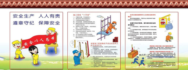 9个建筑工地安全生产规章制度漫画展板-2014