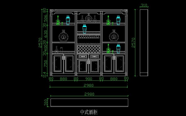 【】cad中式酒柜