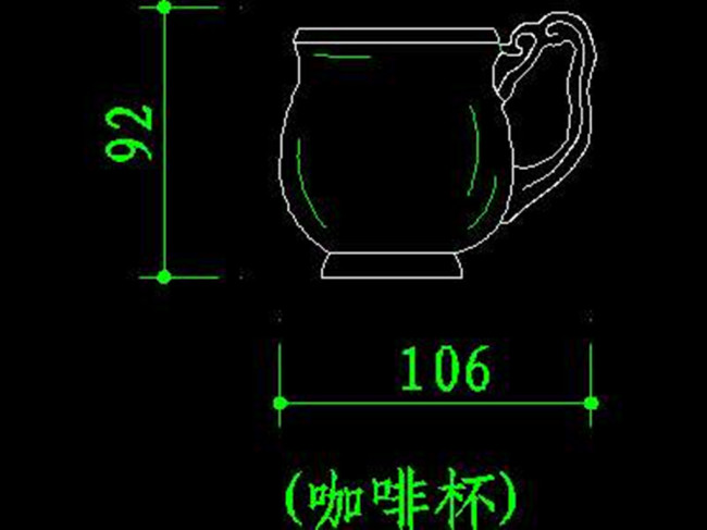 家居用品cad图纸 咖啡杯cad图纸 cad图纸 cad 平面图 cad图纸源文件