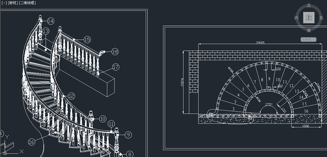 【dwg】弧形实木楼梯cad图