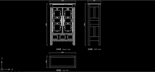 dwg1885年法国栗木和果树木制的大衣柜