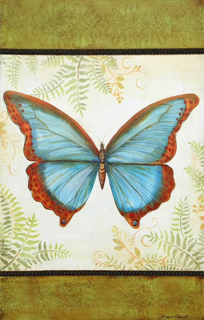【jpg】一只蓝色蝴蝶油画