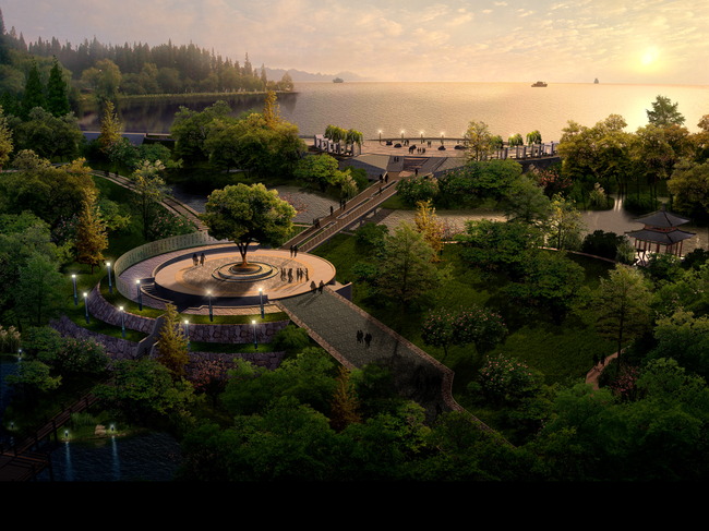 【psd】园林景观设计鸟瞰效果图
