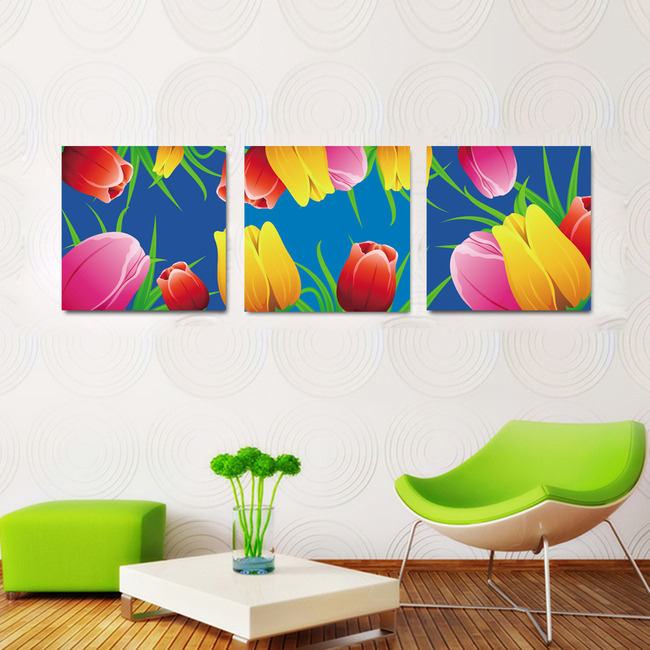 【】手绘郁金香无框画