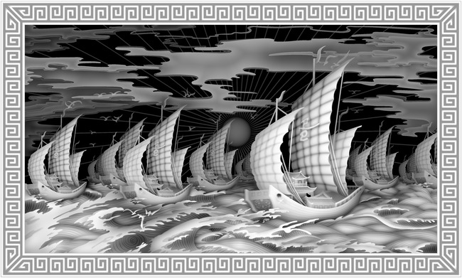 一帆风顺 精雕jdp 灰度图 装饰图 雕刻图案 木雕 浮雕 石雕 装饰画