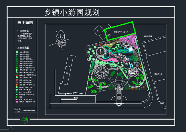 【dwg】cad乡镇小游园规划设计图纸