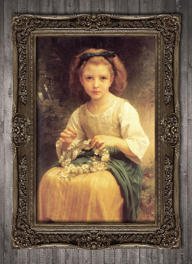 tif不分层拿野菊花的农家小姑娘古典主义人物油画