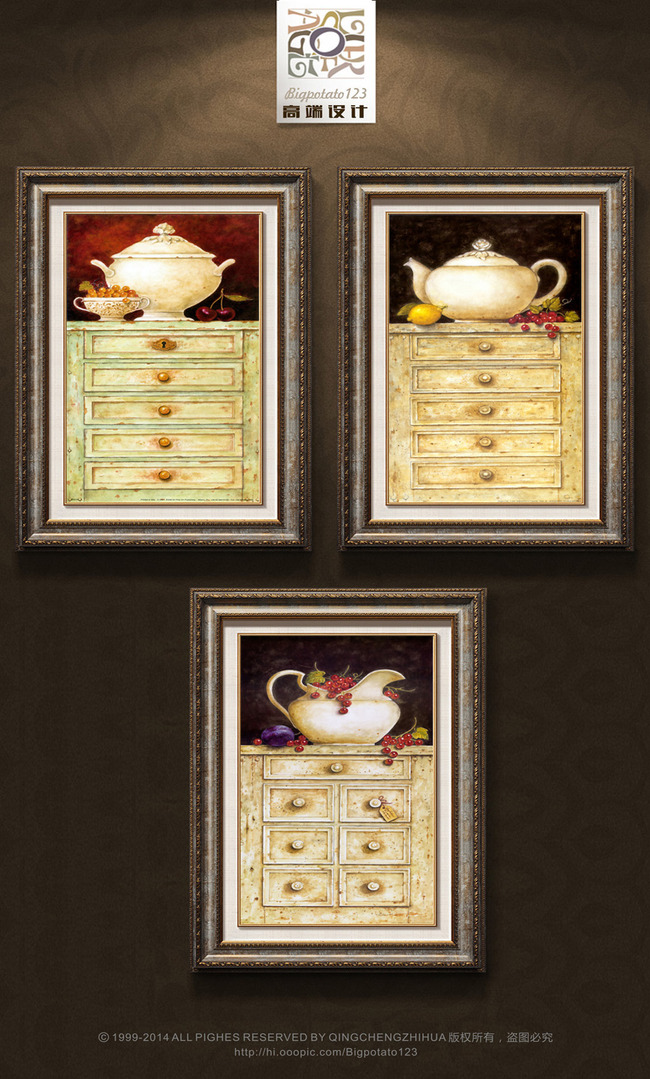 乡村静物茶壶装饰画关键词: 美克美家 装饰画 有框画 画芯 复古 欧式