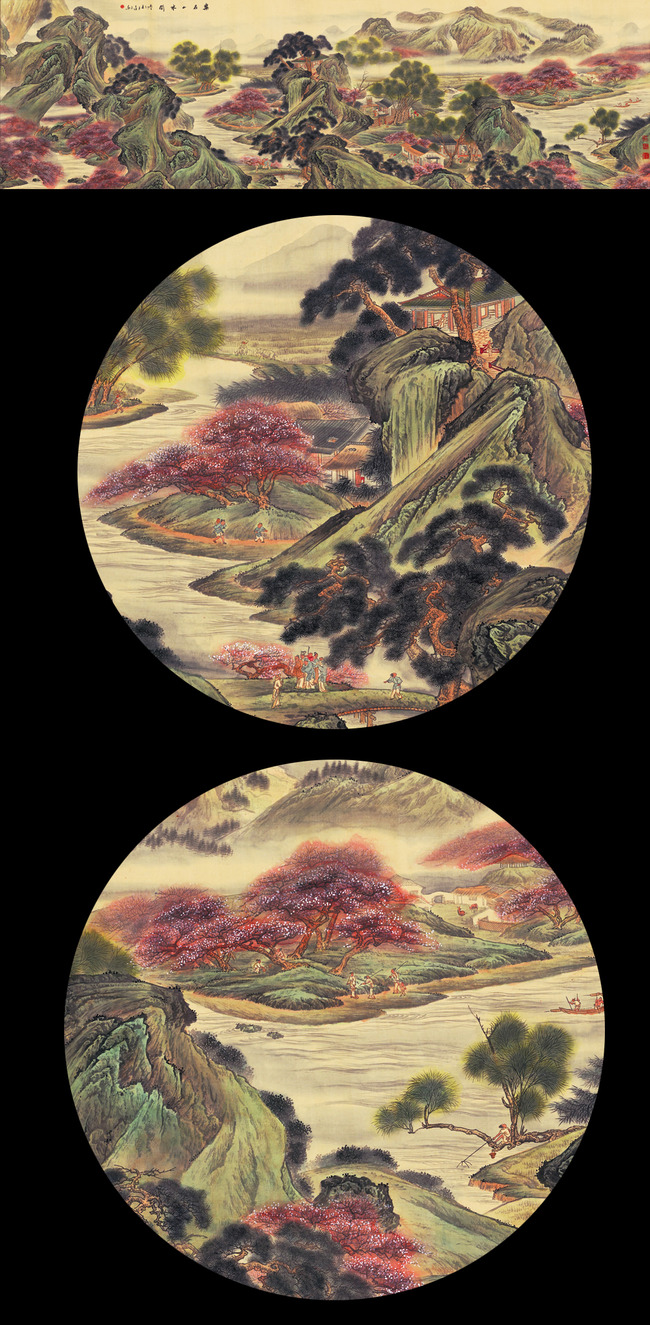 【tif不分层】巨幅古代国画山水画乐在山水间壁画画卷长卷